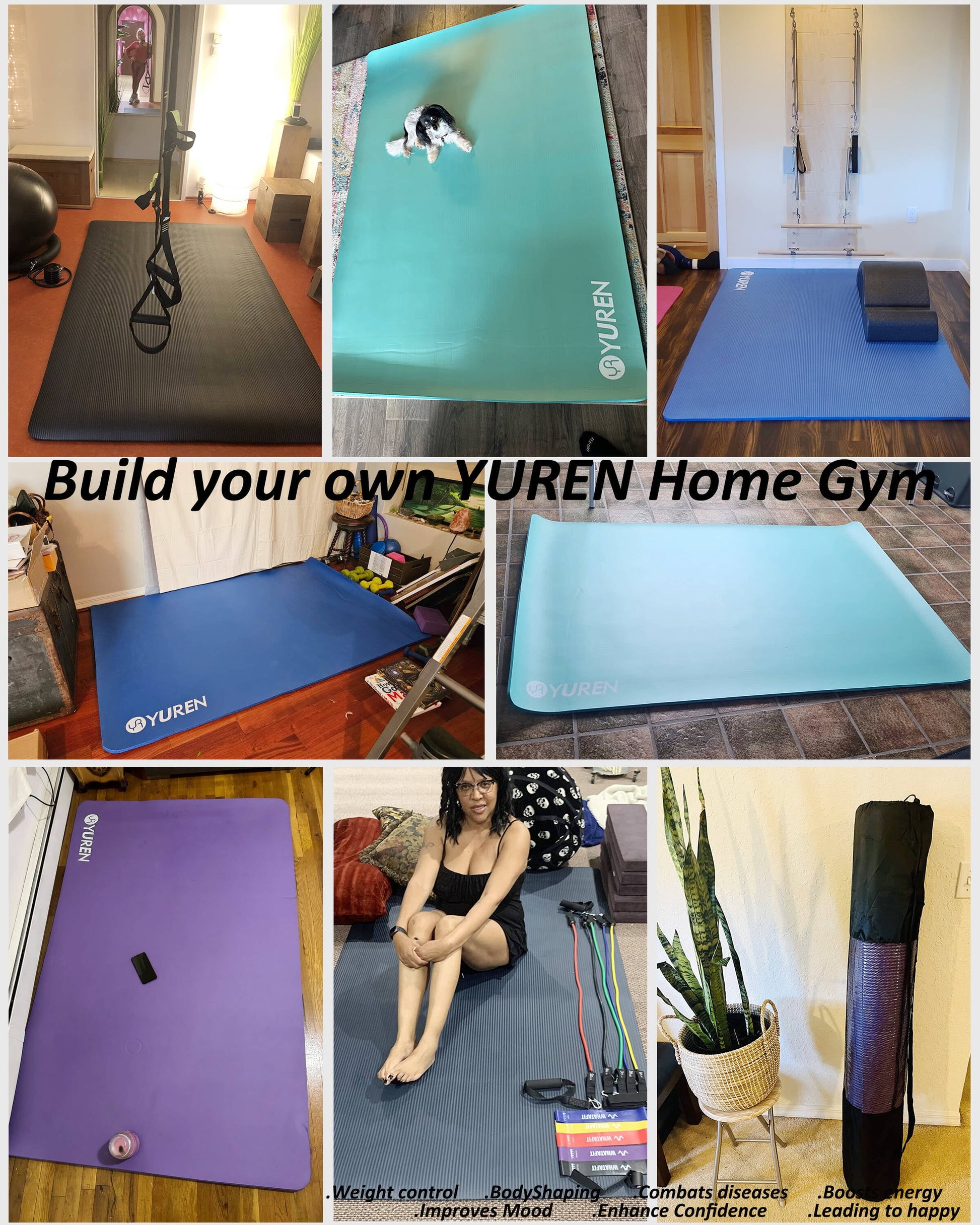 Large Yoga Mat 78X51" 10Mm Thick NBR Foam Exercise Mats for Home/Gym Floor Workout Blue