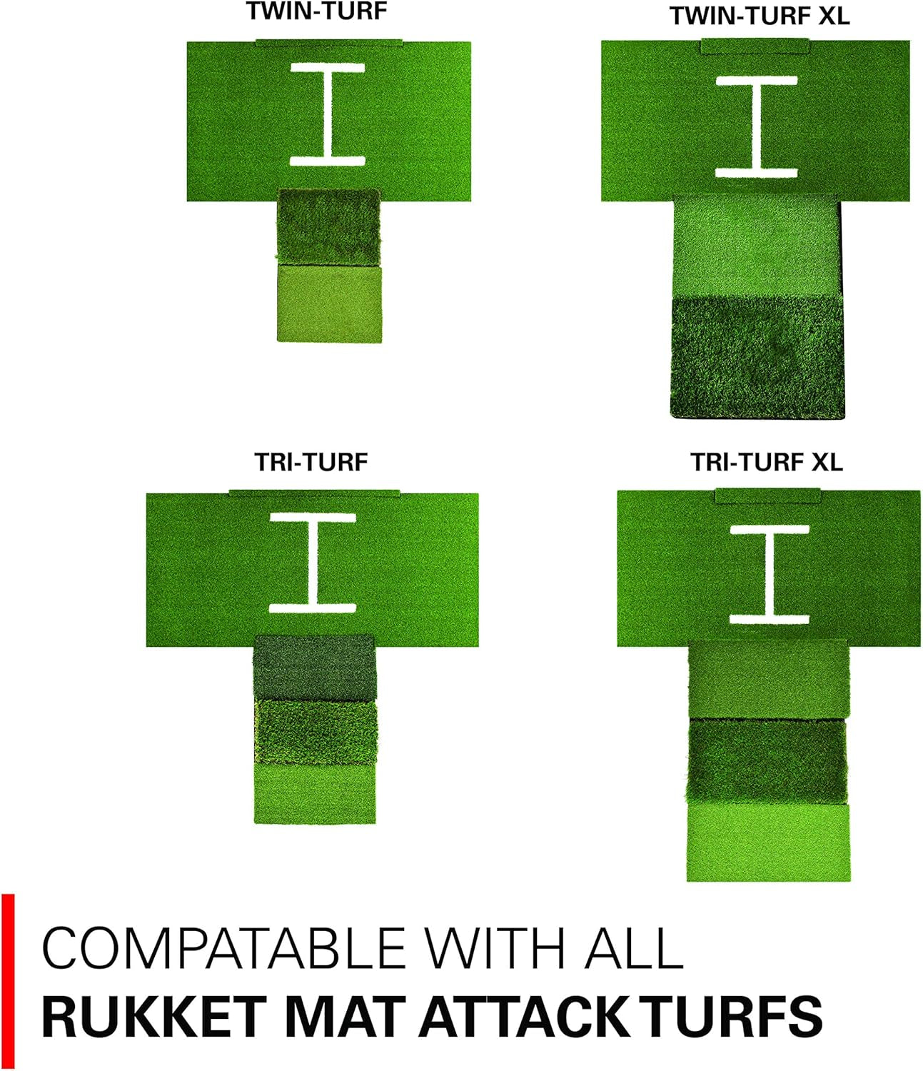 Rukket Tri-Turf Golf Hitting Mat Attack, Portable Driving, Chipping, Training Aids for Backyard with Adjustable Tees and Foam Practice Balls