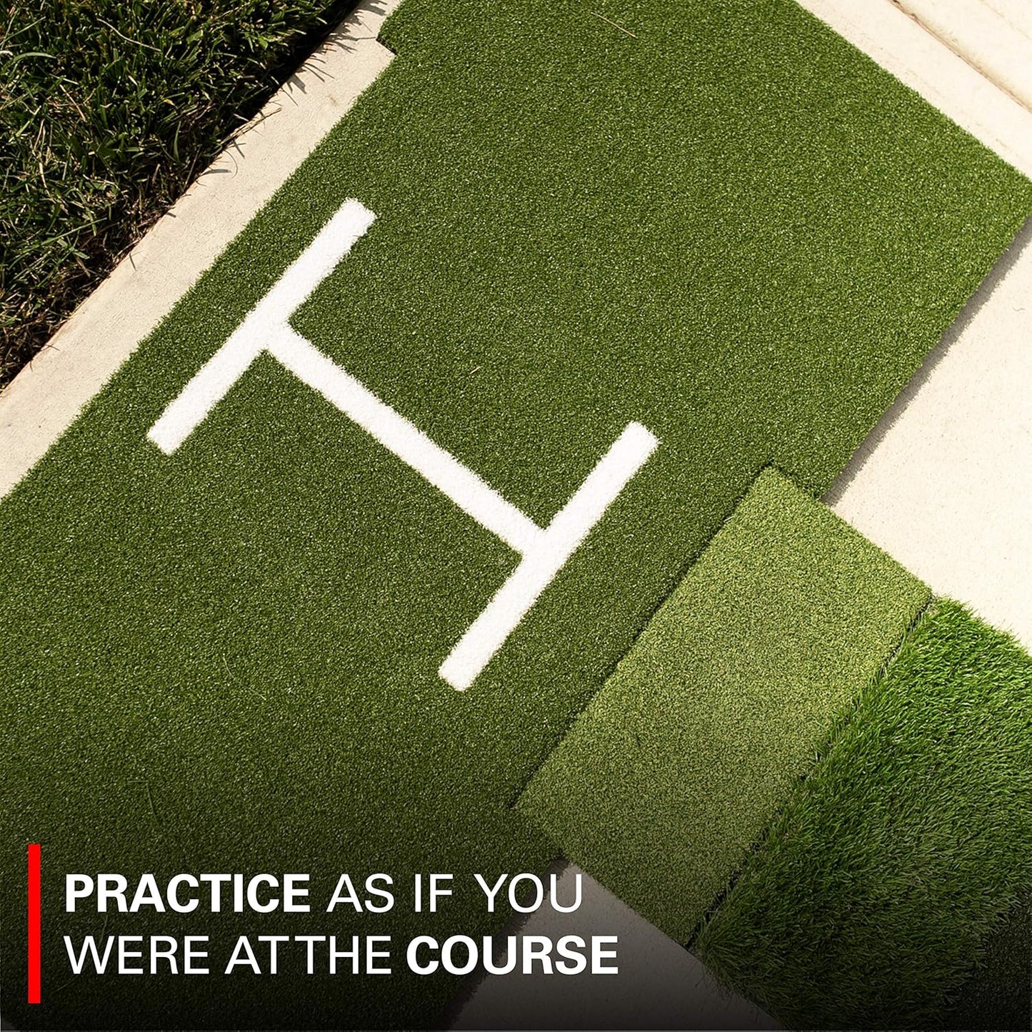 Rukket Tri-Turf Golf Hitting Mat Attack, Portable Driving, Chipping, Training Aids for Backyard with Adjustable Tees and Foam Practice Balls