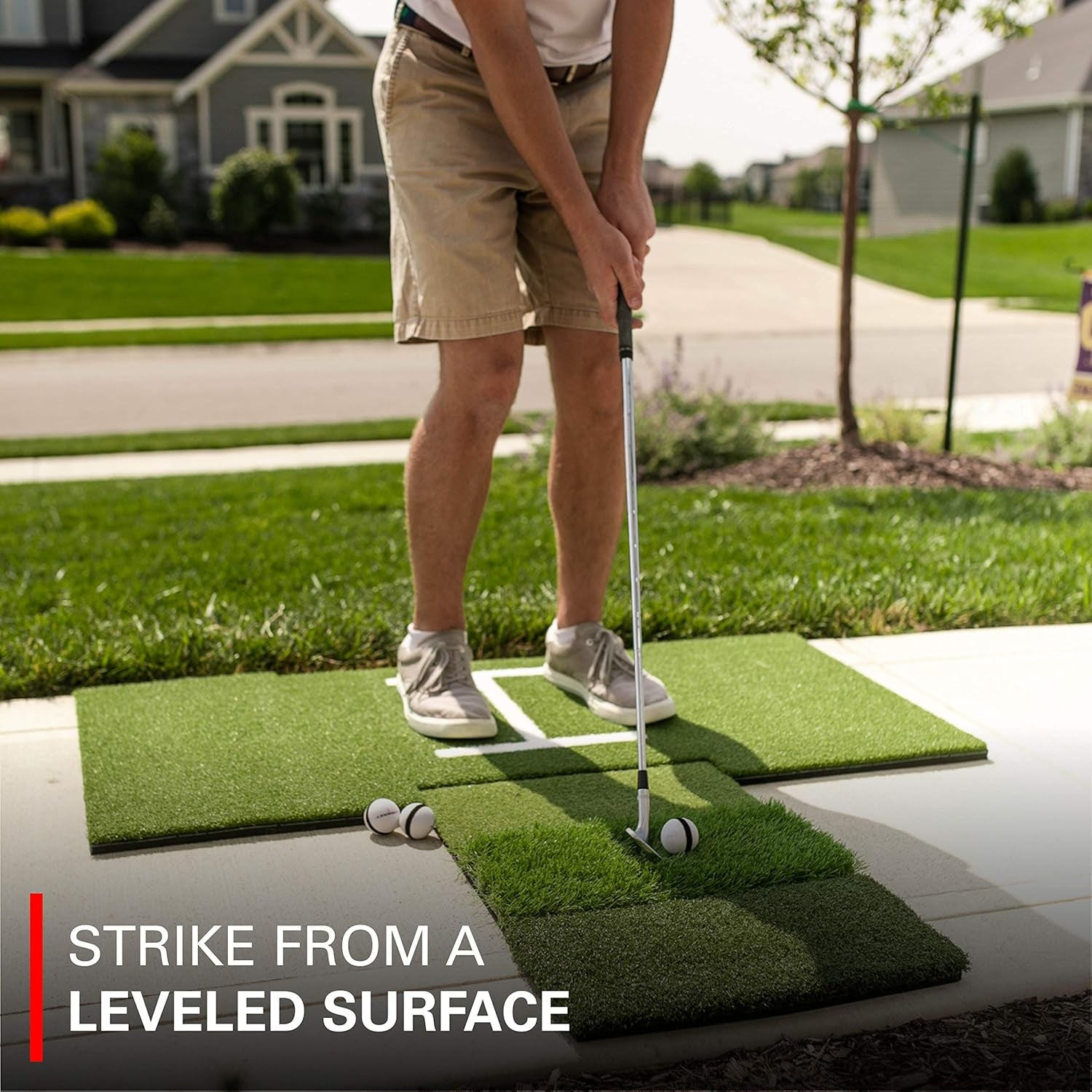 Rukket Tri-Turf Golf Hitting Mat Attack, Portable Driving, Chipping, Training Aids for Backyard with Adjustable Tees and Foam Practice Balls