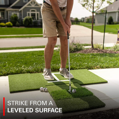Rukket Tri-Turf Golf Hitting Mat Attack, Portable Driving, Chipping, Training Aids for Backyard with Adjustable Tees and Foam Practice Balls